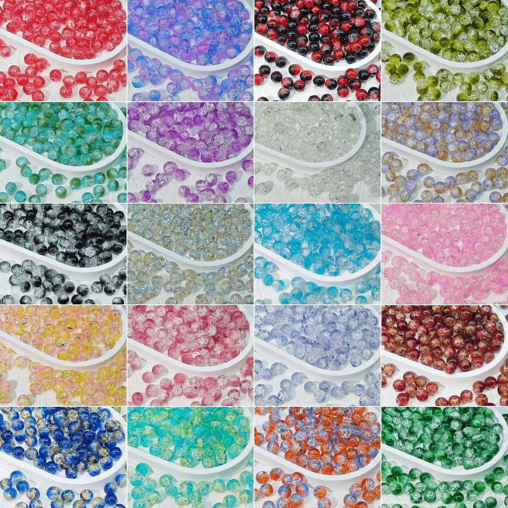 8mm/10mm Crackle Glass Round Beads - Multi-color DIY Crafting Kit