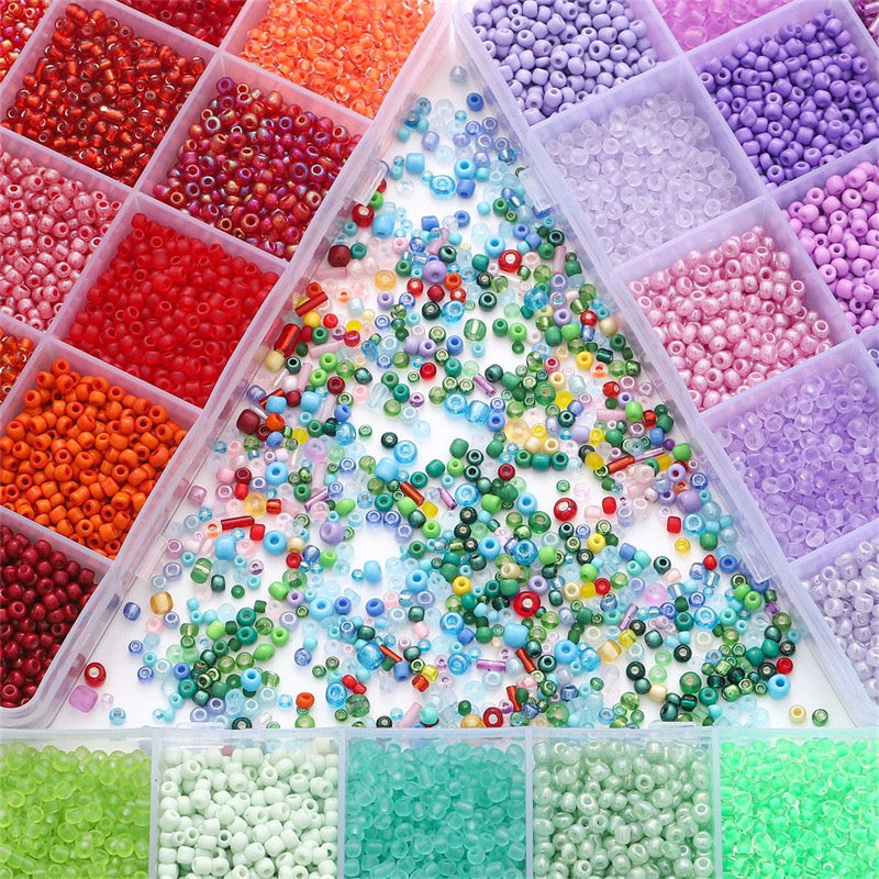 DIY Beading Starter Kit - 15 Vibrant Colors Glass Beads for Handcrafted Gifts 🎁